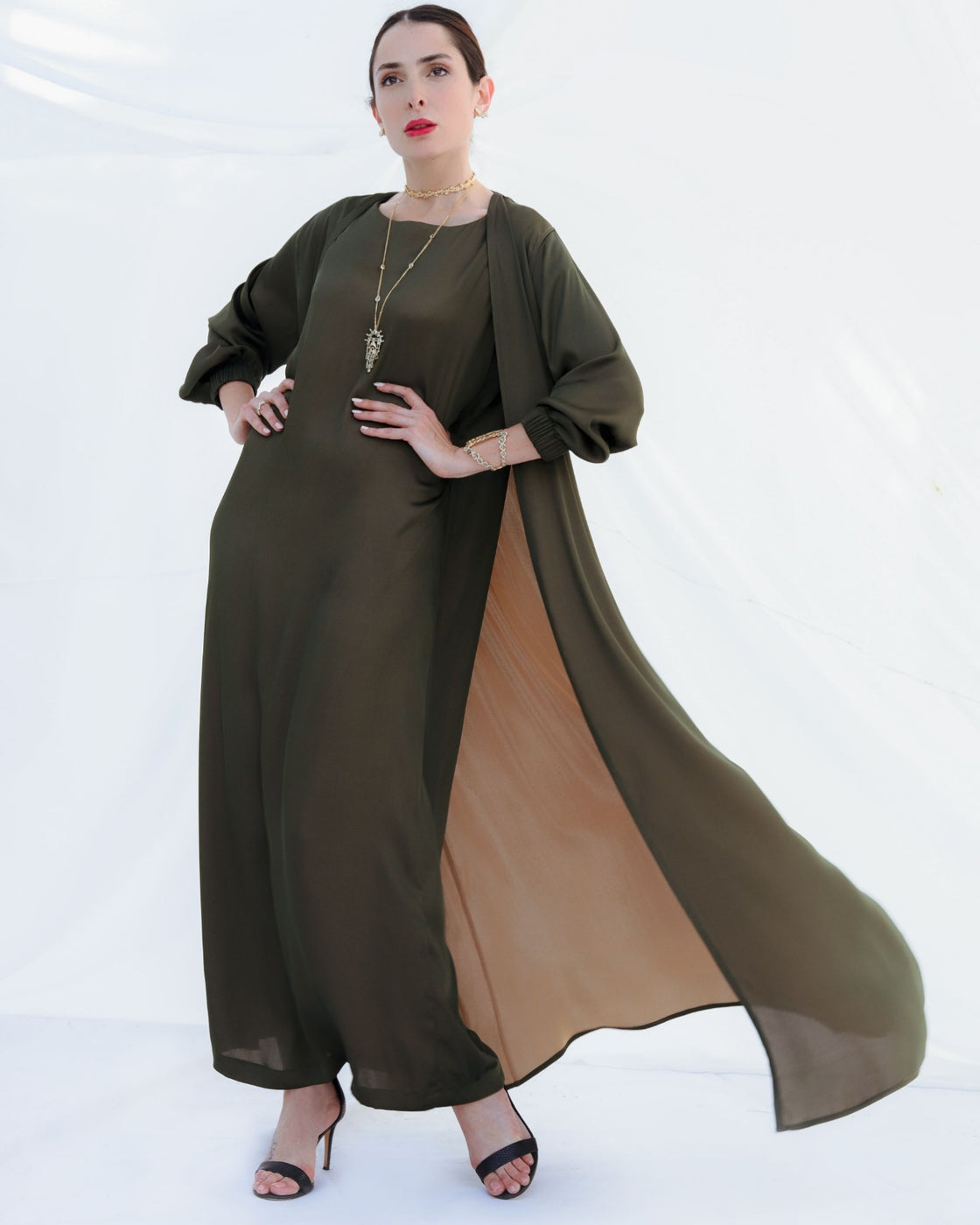 GOLDEN OLIVE REVERSIBLE ABAYA