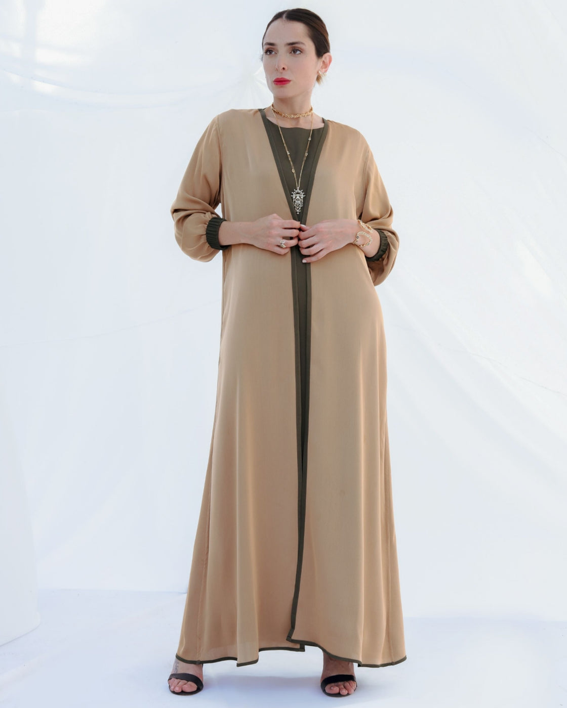 GOLDEN OLIVE REVERSIBLE ABAYA